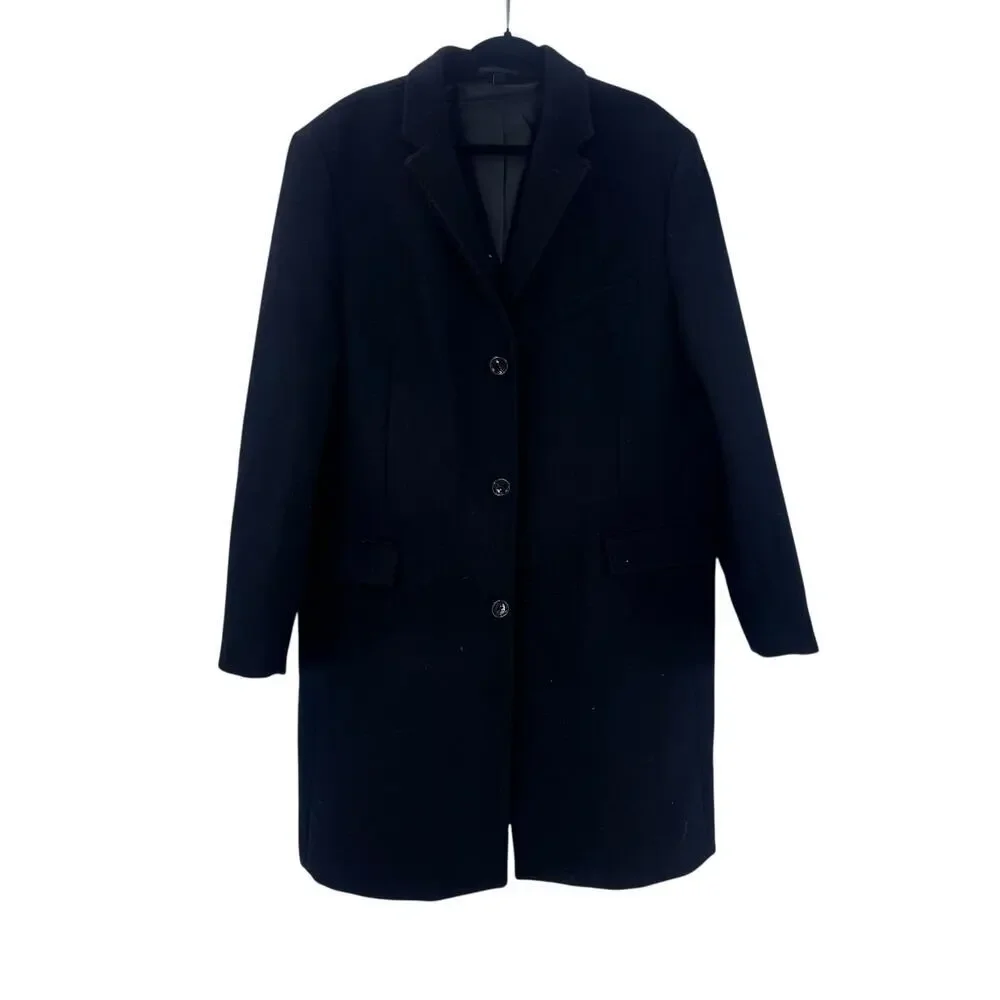 J. Crew Men's Thompson 3 Button Topcoat Long Sleeve Black Size 46 NWT